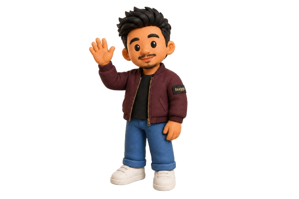 3D clay character waving hello